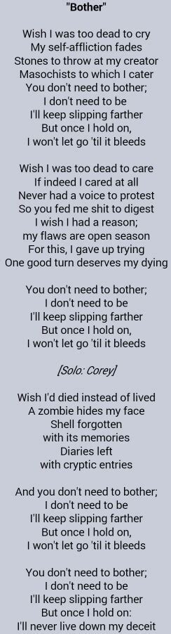 bother with lyrics|stone sour song lyrics.